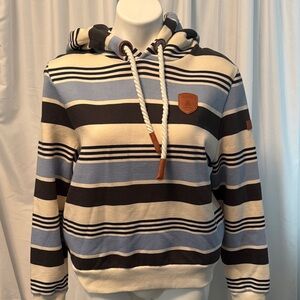 Wanakome Blue and Cream Striped Hoodie